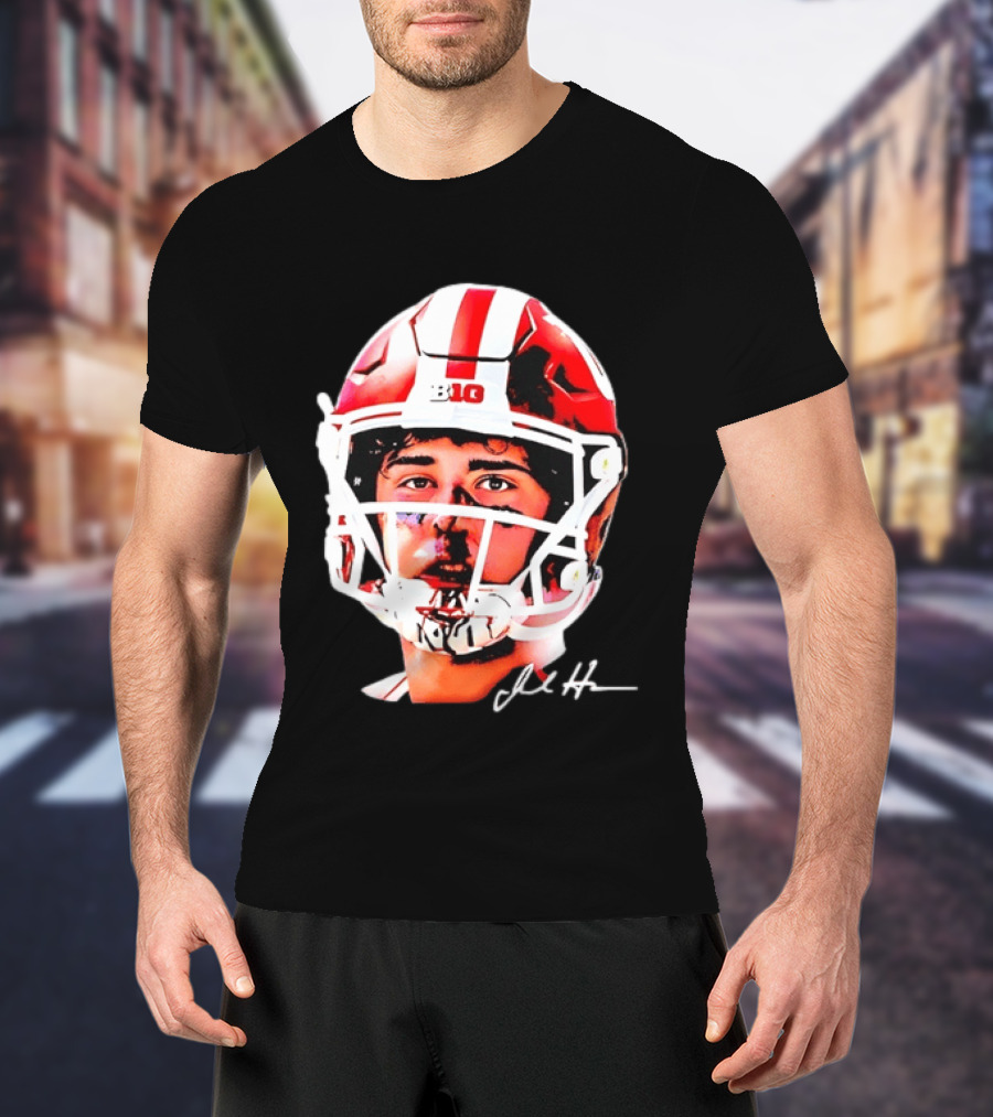 Indiana Hoosiers Big Ten Football Jack Howes Signature Helmet T-Shirt