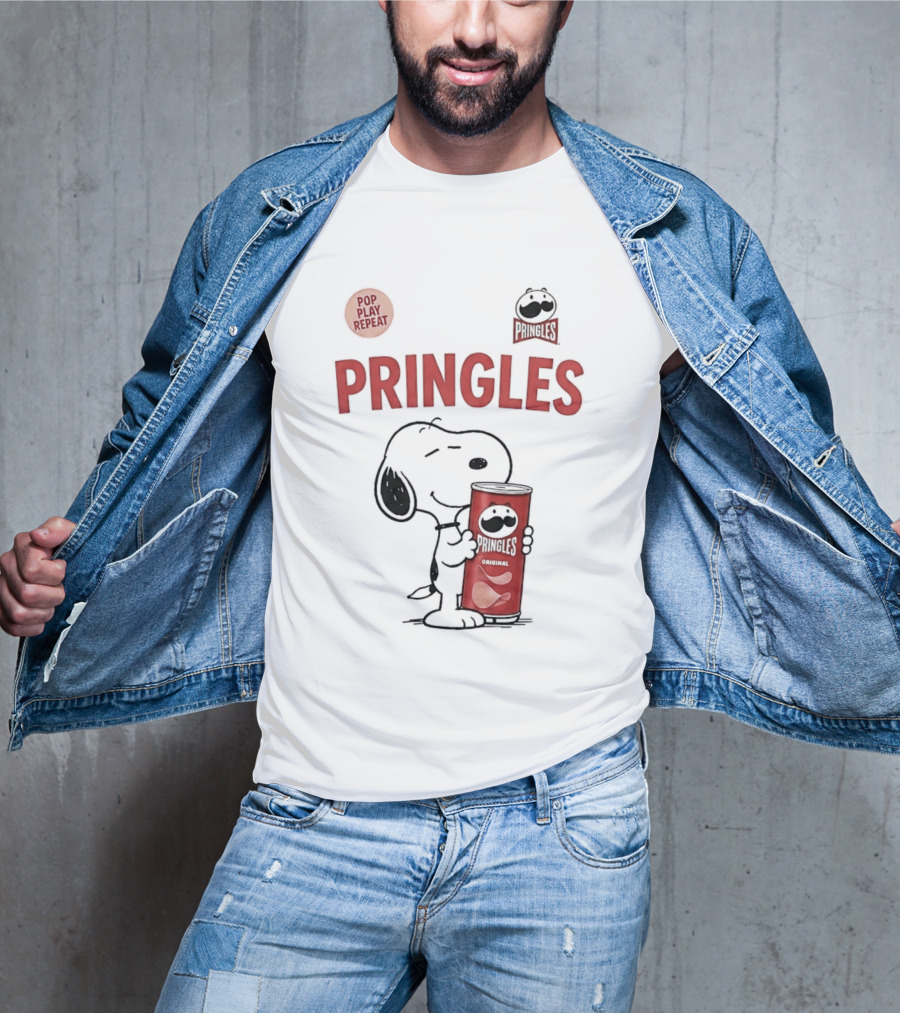 Snoopy Pringles Pop Play Repeat T-Shirt