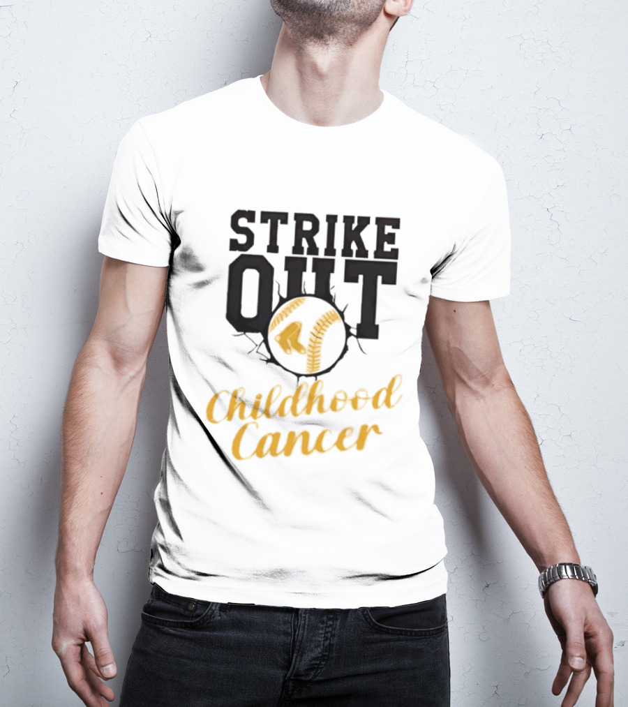 Strike Out Childhood Cancer Boston Red Sox Baseball Team Awareness T-Shirt
