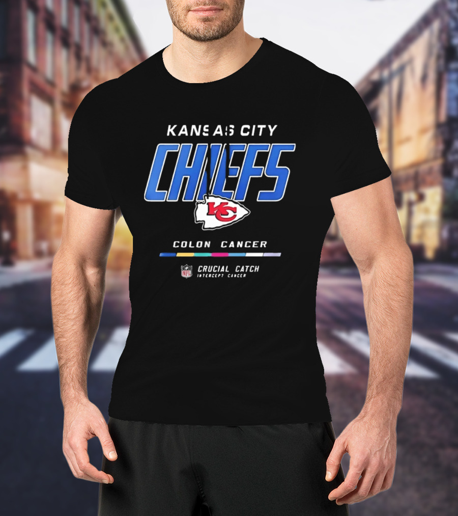 Kansas City Chiefs Crucial Catch Colon Cancer Awareness NFL T-Shirt
