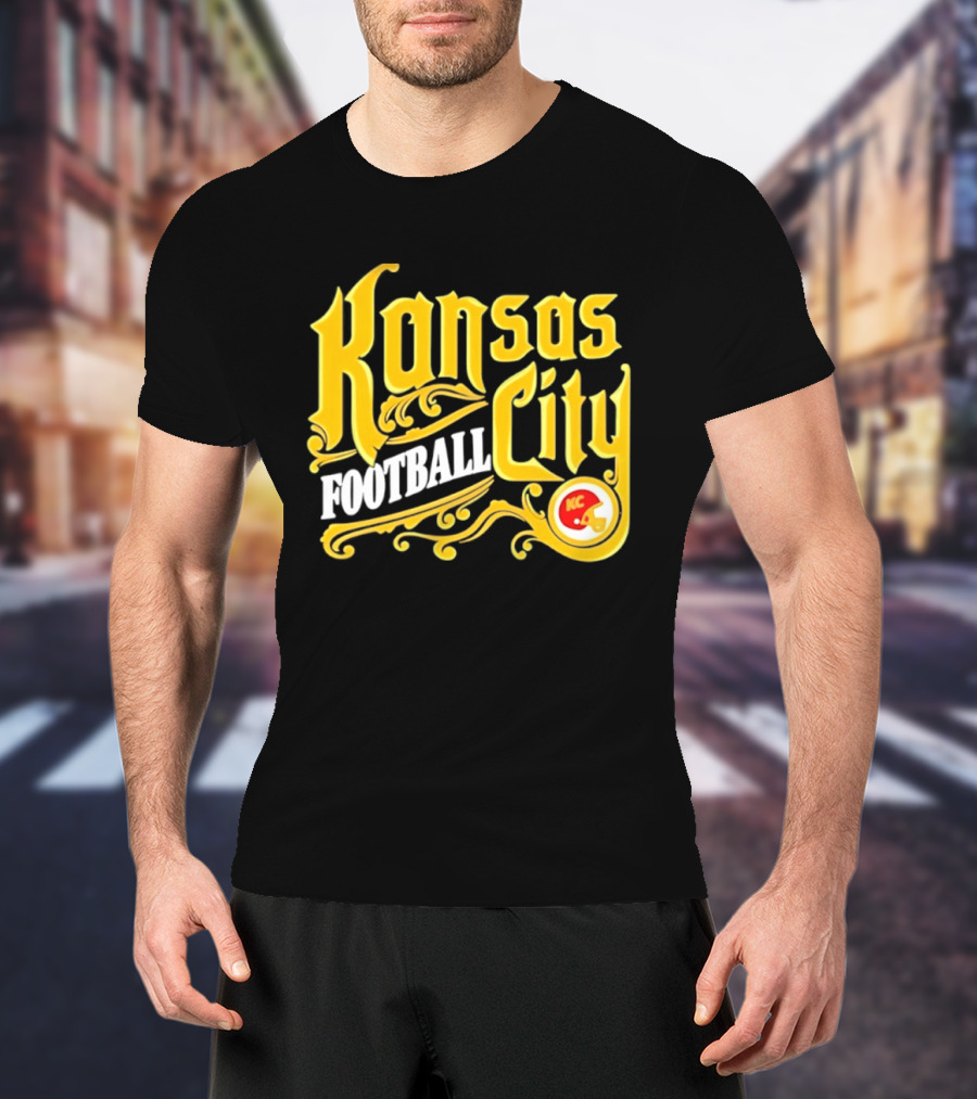 Kansas City Football City KC Chiefs Helmet T-Shirt