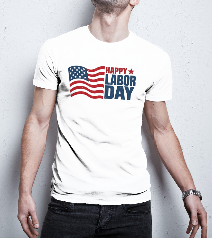 Happy Labor Day Distressed American Flag Stars Stripes T-Shirt