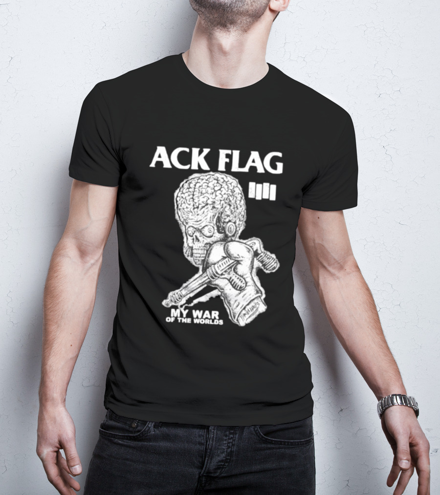 ACK Flag Mars Attacks War Of The Worlds Black Flag Mashup T-Shirt