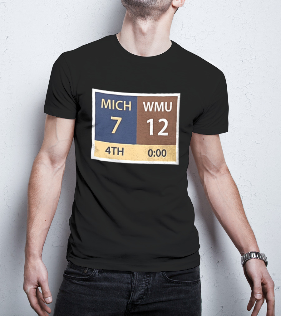 Michigan 7 WMU 12 4th Quarter Scoreboard T-Shirt