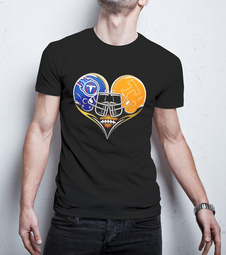 Tennessee Titans Tennessee Volunteers Football Heart Helmet T-Shirt
