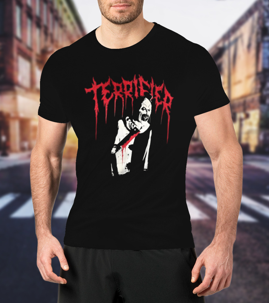 Terrifier Clown Horror Movie Rhinestone Scary Blood Effect T-Shirt