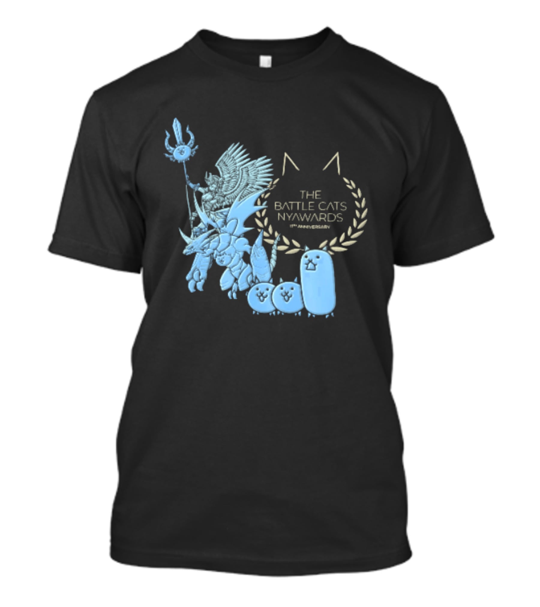 The Battle Cats Nyawards 11th Anniversary Characters Laurel Wreath Line T-Shirt