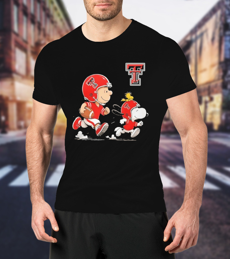 Charlie Brown Woodstock Snoopy Texas Tech Red Raiders Football Team Spirit T-Shirt
