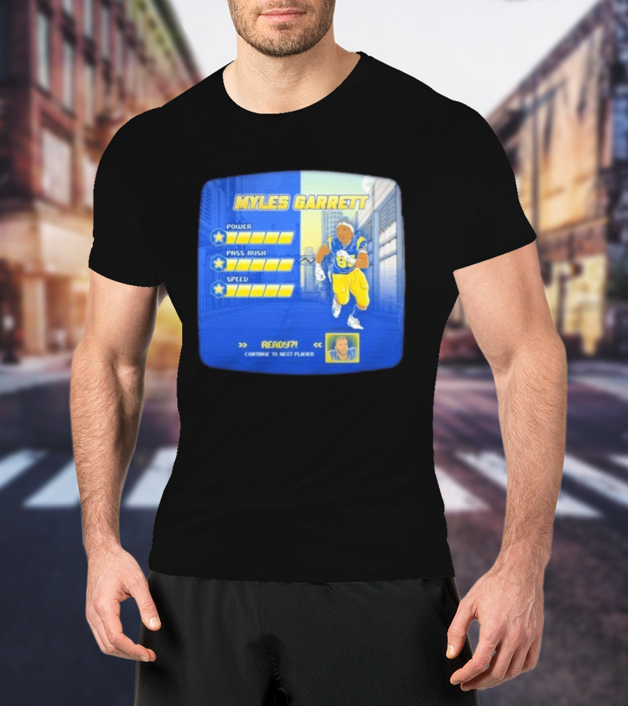 Myles Garrett Power Pass Rush Speed LA Rams 2026 Melbourne Game T-Shirt