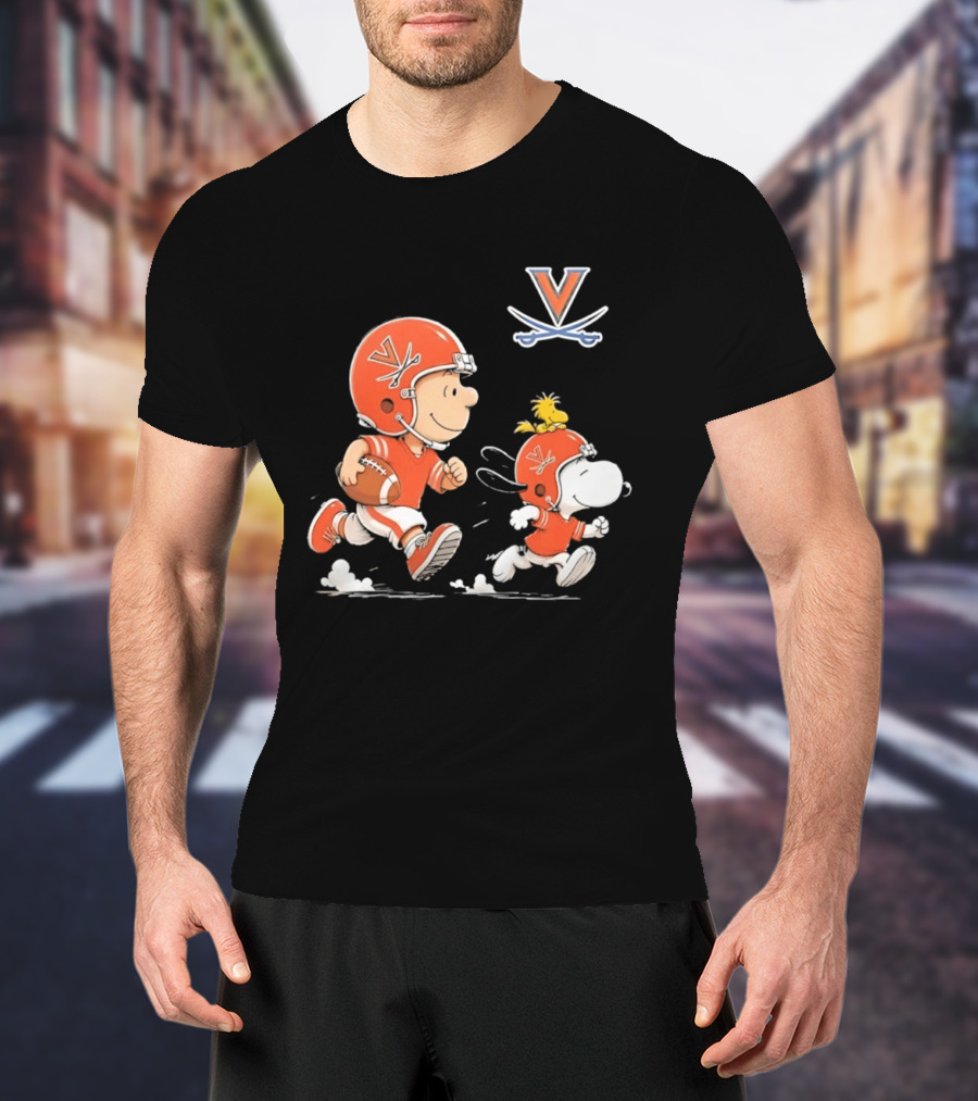 Charlie Brown Snoopy Woodstock Virginia Cavaliers Football Fun T-Shirt