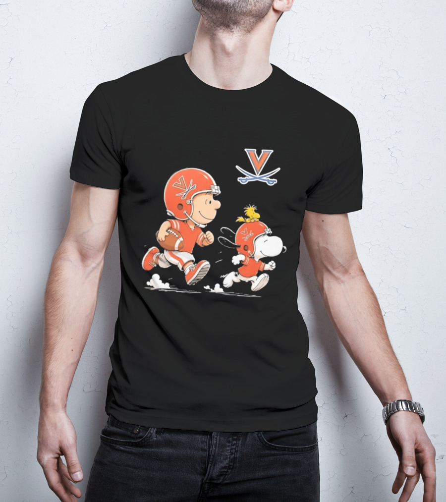 Charlie Brown Snoopy Woodstock Virginia Cavaliers Football Fun T-Shirt