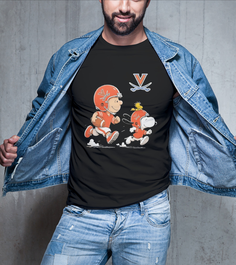 Charlie Brown Snoopy Woodstock Virginia Cavaliers Football Fun T-Shirt