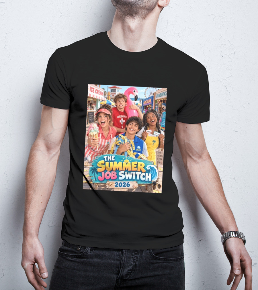 The Summer Job Switch 2026 Ice Cream Adventure Lifeguard Arcade Souvenirs Sand Friends T-Shirt