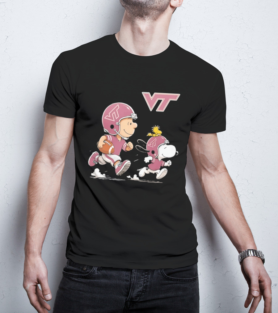 Charlie Brown Woodstock Snoopy Virginia Tech Hokies Football VT T-Shirt