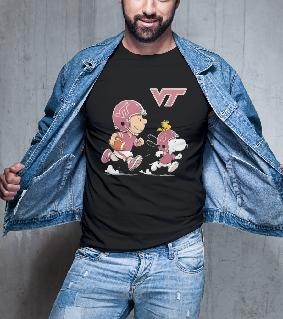 Charlie Brown Woodstock Snoopy Virginia Tech Hokies Football VT T-Shirt
