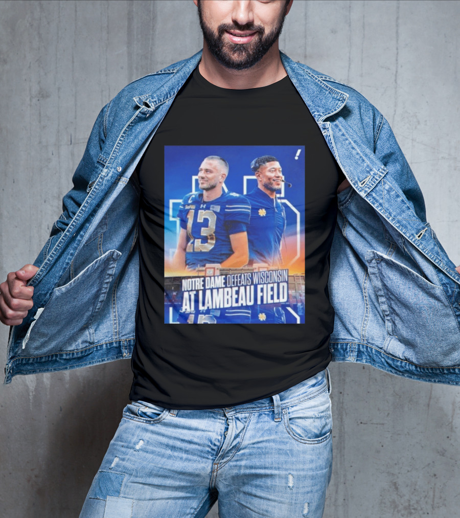 Notre Dame Defeats Wisconsin At Lambeau Field Notre Dame Fighting Irish Victory T-Shirt