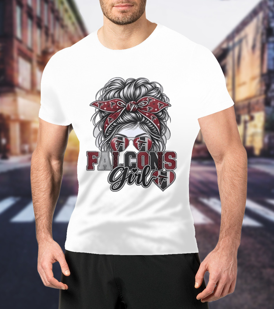 Falcons Girl Messy Bun Bandana Sunglasses T-Shirt