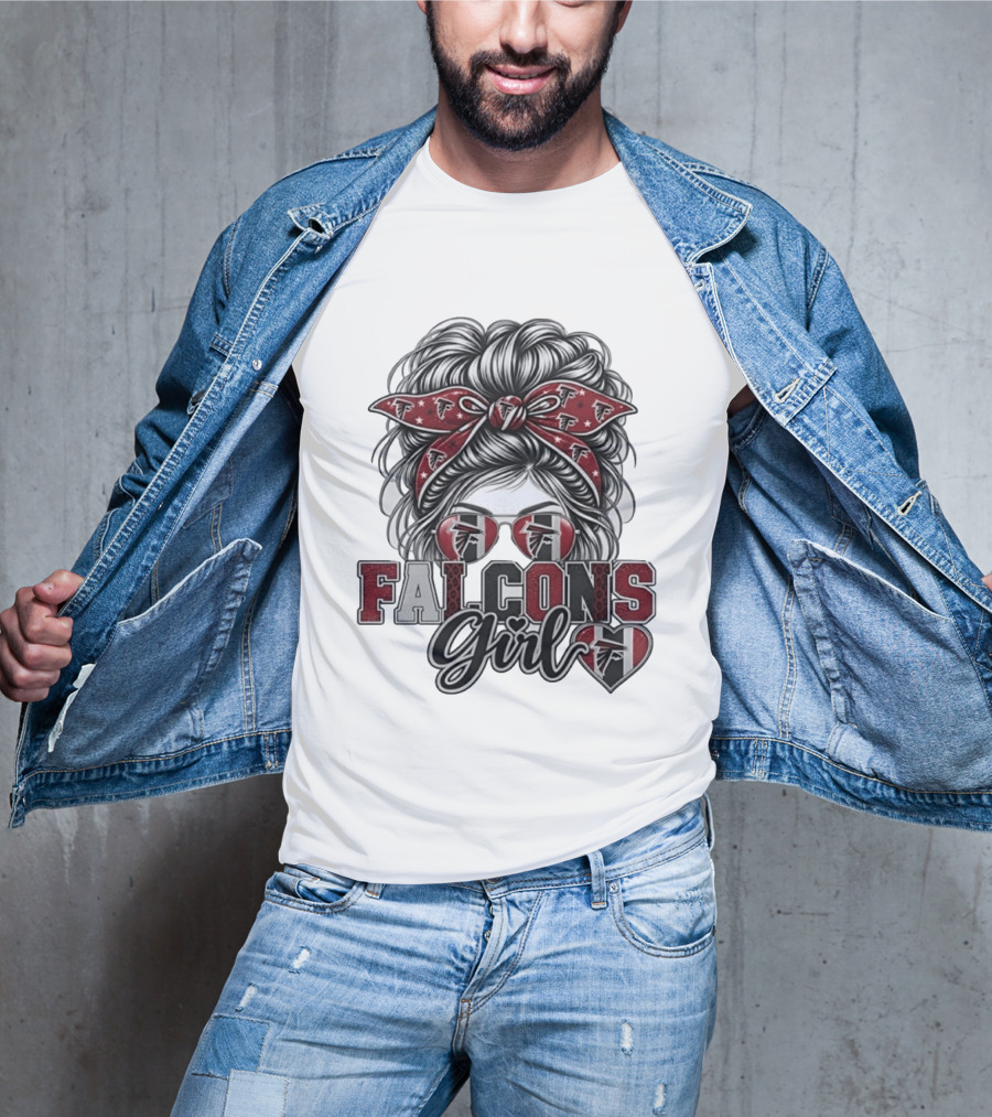 Falcons Girl Messy Bun Bandana Sunglasses T-Shirt