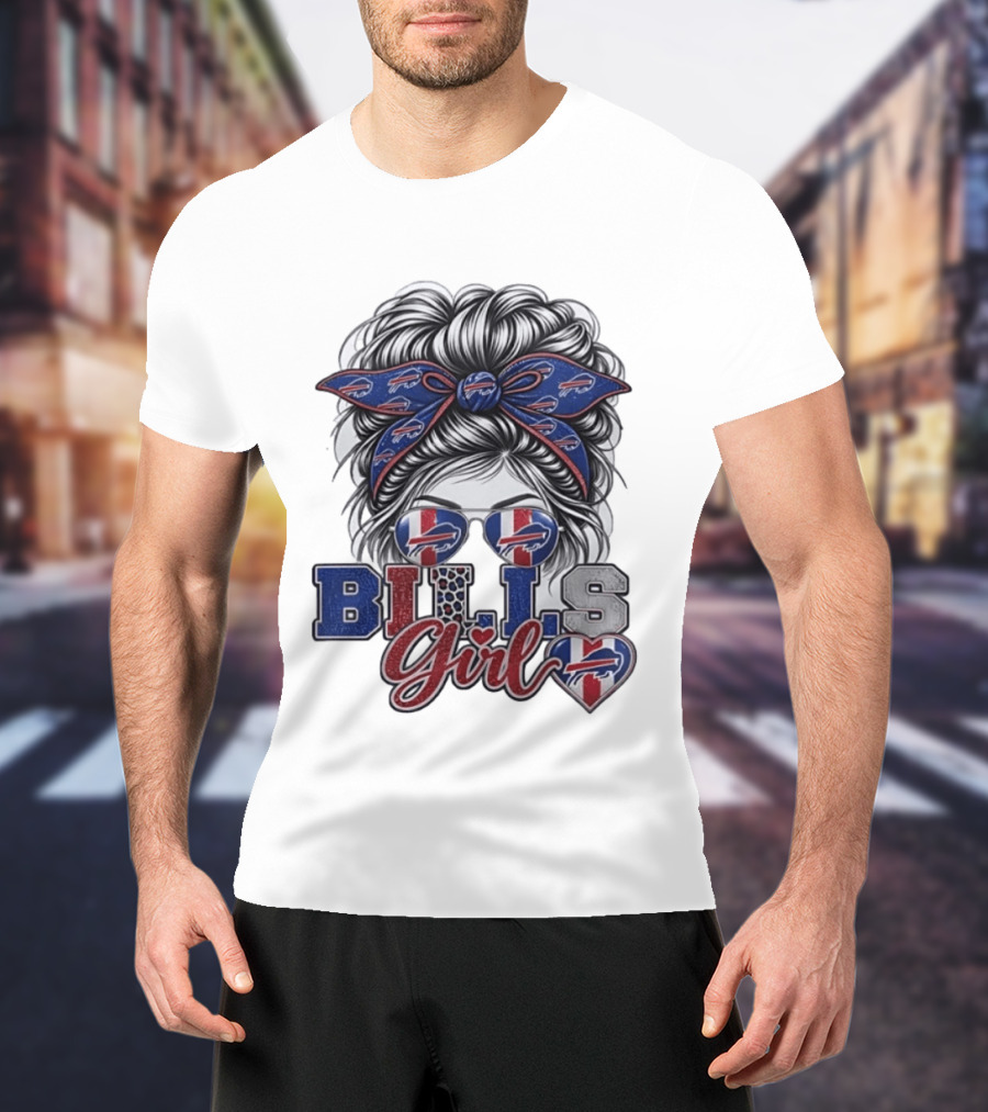 Buffalo Bills Girl Messy Bun Sunglasses BILLS Girl T-Shirt