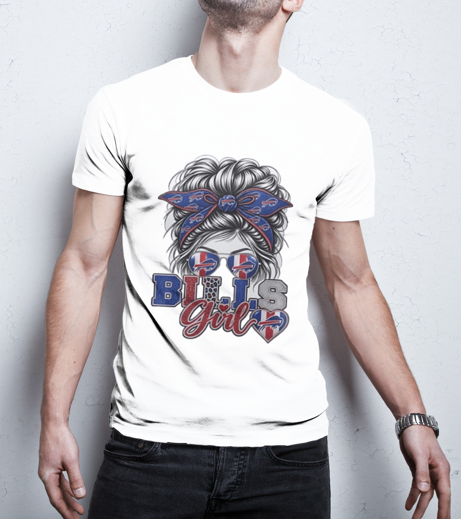 Buffalo Bills Girl Messy Bun Sunglasses BILLS Girl T-Shirt