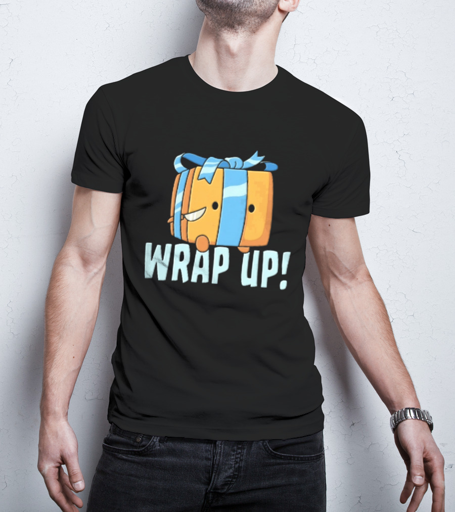 Mischievous Cartoon Ribboned Present Wrap Up With Knife T-Shirt