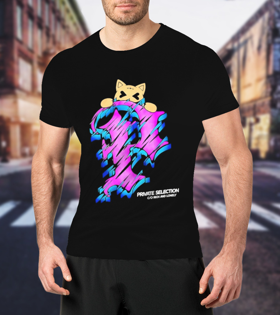 Private Selection C O Rich And Lonely Streetwear Cat Graffiti Aesthetic T-Shirt