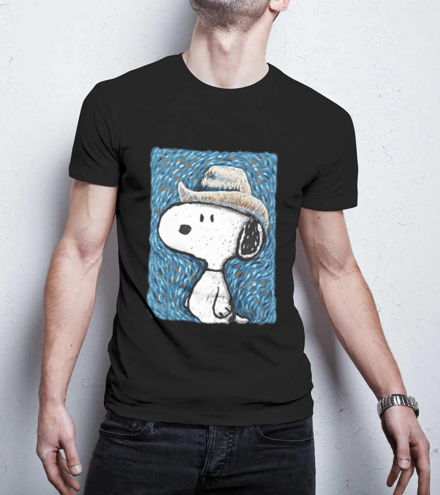 Snoopy Peanuts Cowboy Hat Embroidery T-Shirt