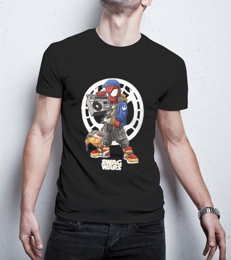 Spider Man Star Wars Swag Wars Youth Boombox Jedi T-Shirt