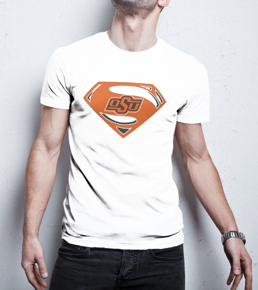 Oklahoma State University OSU Superman Emblem Orange T-Shirt