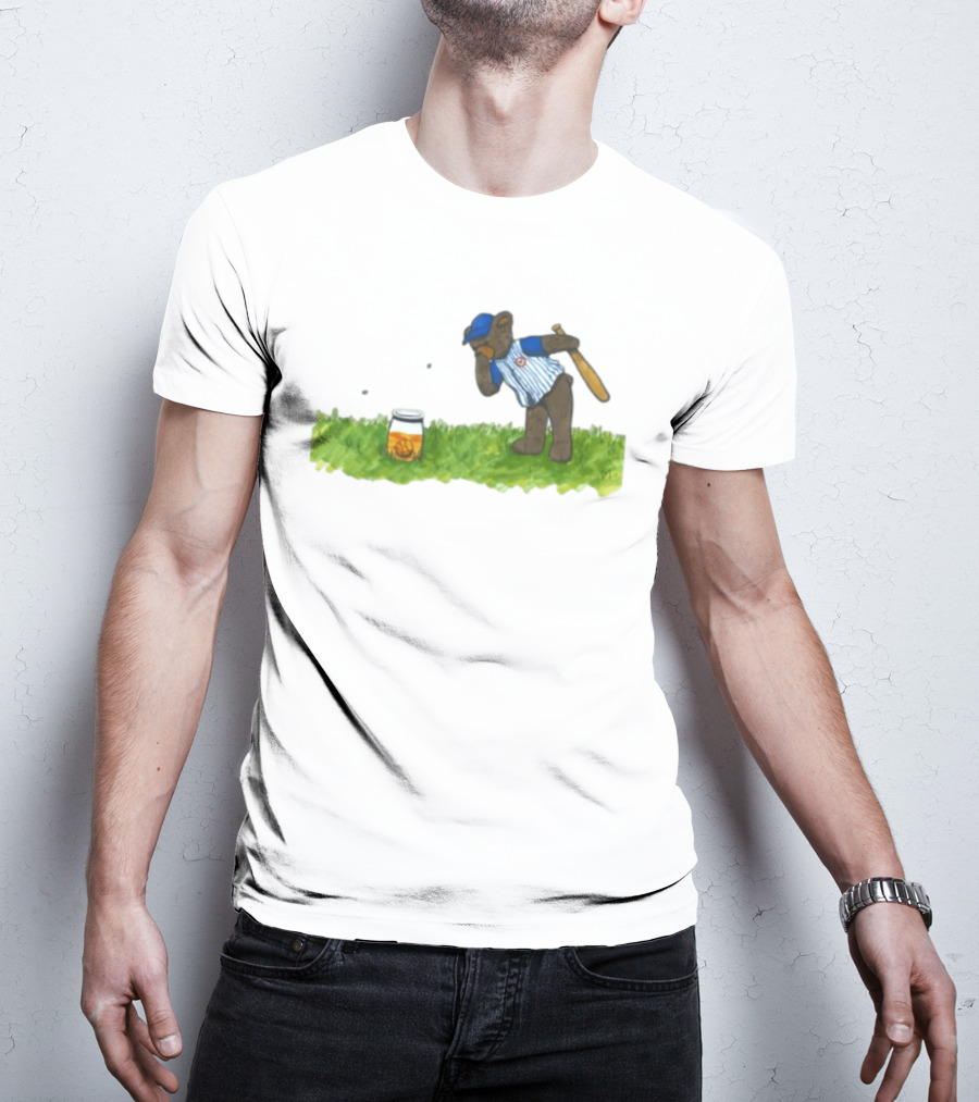 South Bend Cubs Bear With Baseball Bat And Honey Jar On Grass T-Shirt