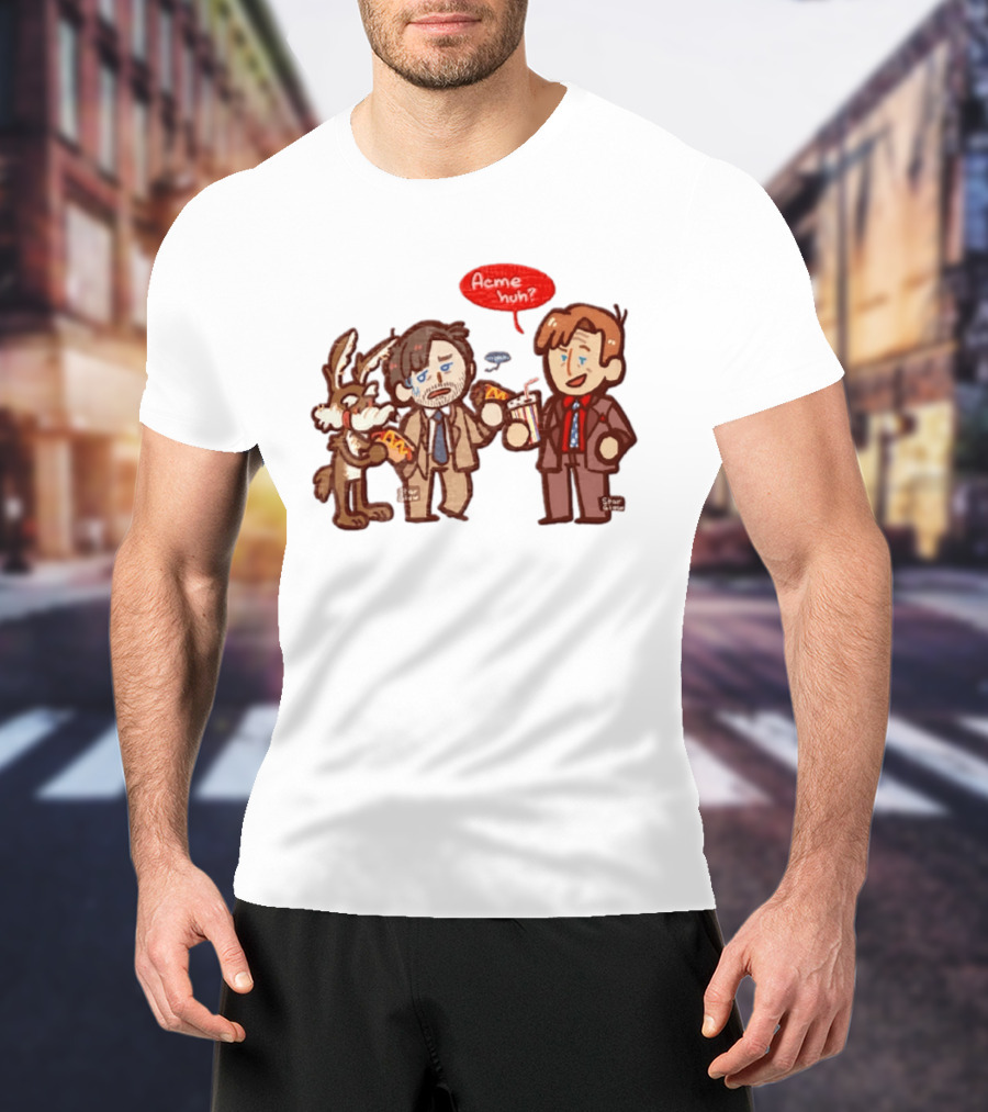 Wile E Coyote Saul Goodman Jimmy McGill Acme Huh Yeah Pizza Milkshake Cartoon Character Collaboration T-Shirt