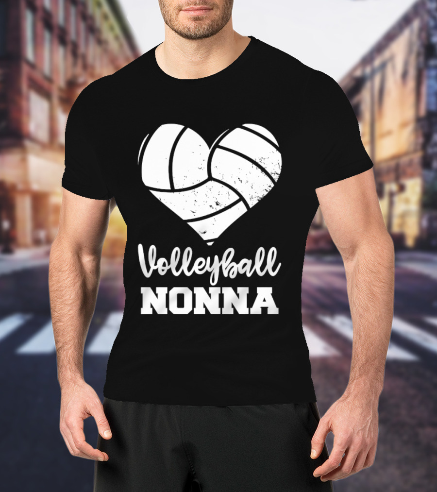 Volleyball Nonna Distressed Heart T-Shirt