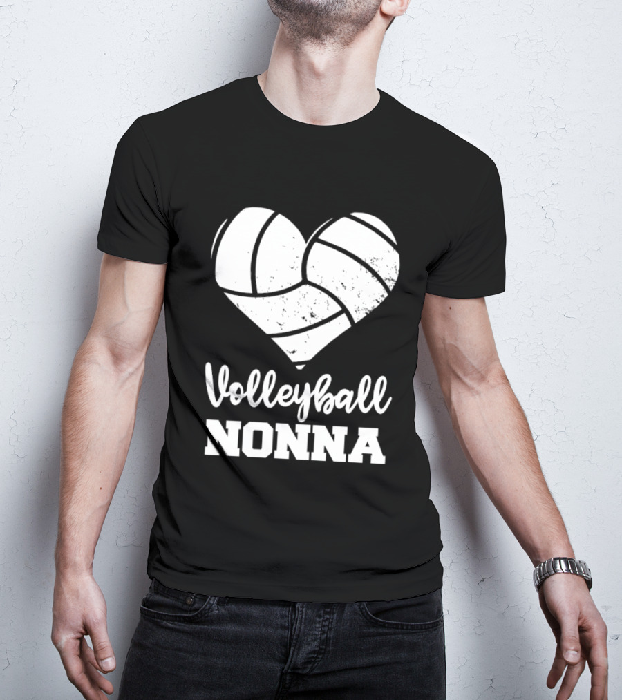 Volleyball Nonna Distressed Heart T-Shirt
