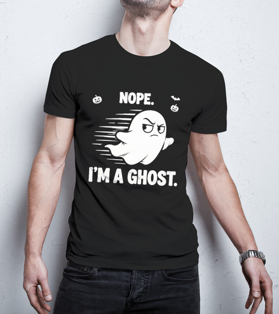 Nope I'm A Ghost Halloween Spooky With Pumpkins And Bats T-Shirt