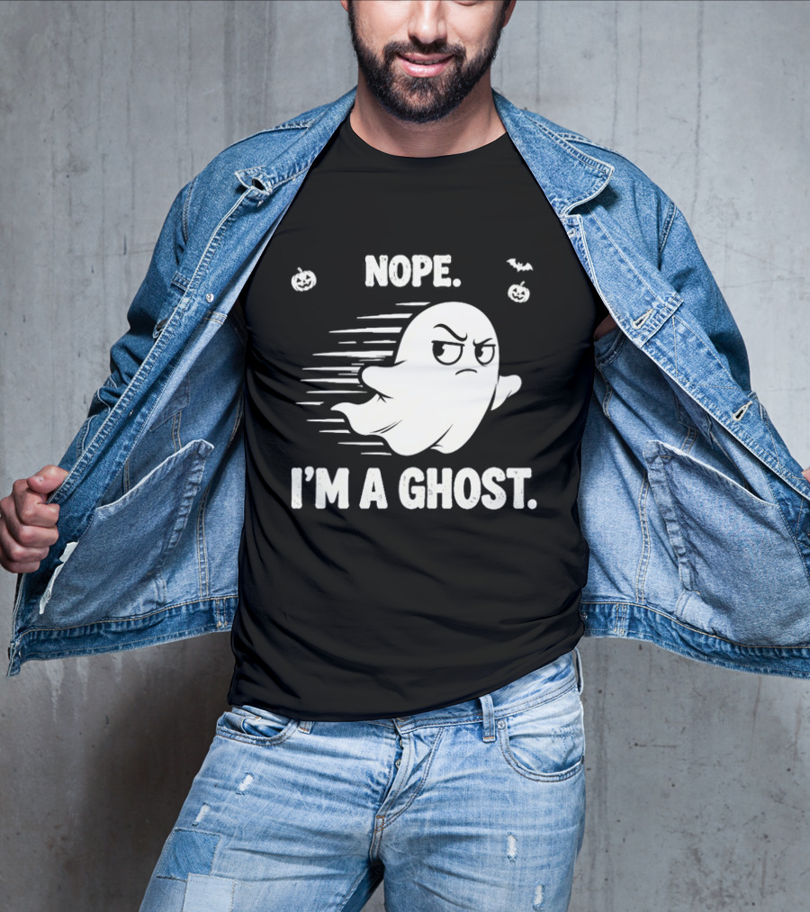 Nope I'm A Ghost Halloween Spooky With Pumpkins And Bats T-Shirt