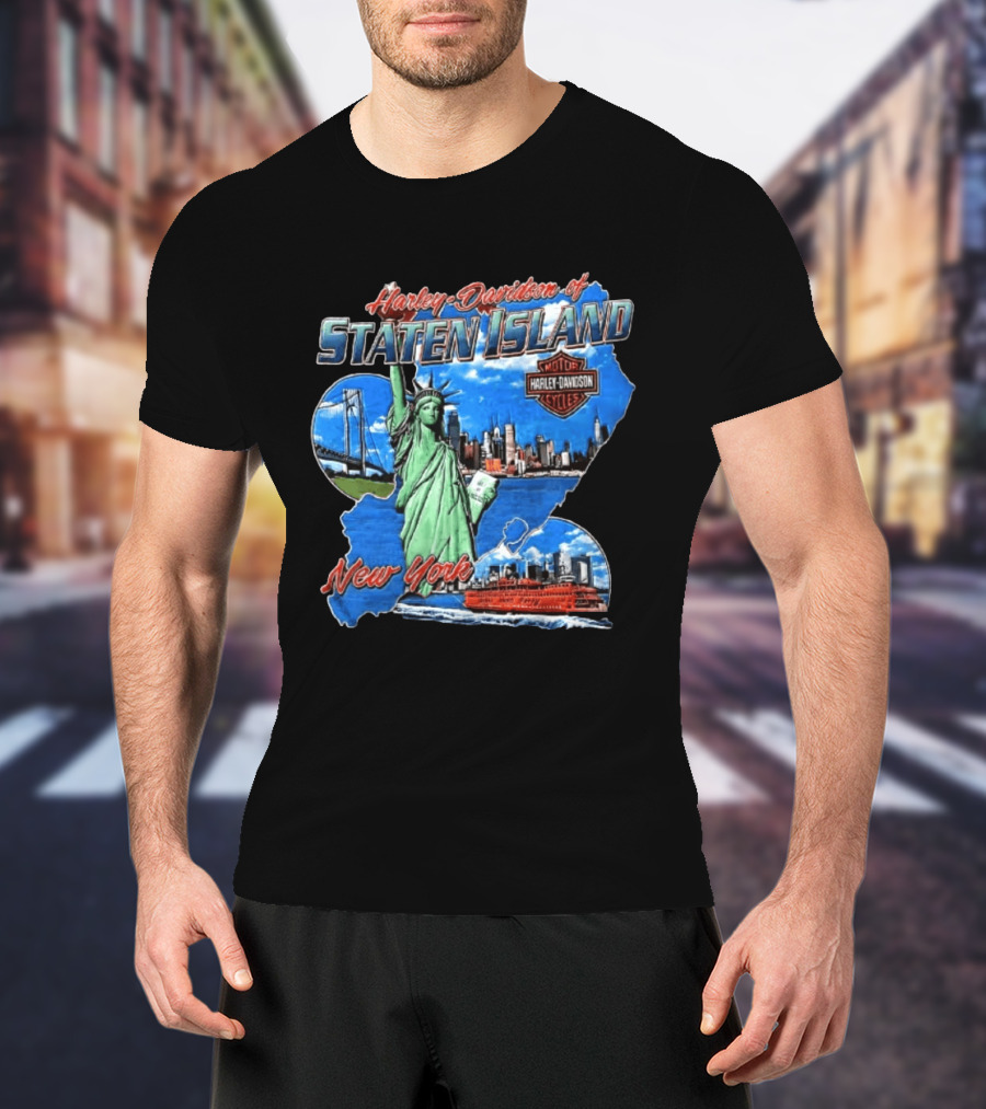Harley Davidson Of Staten Island Liberty NYC Skyline New York T-Shirt