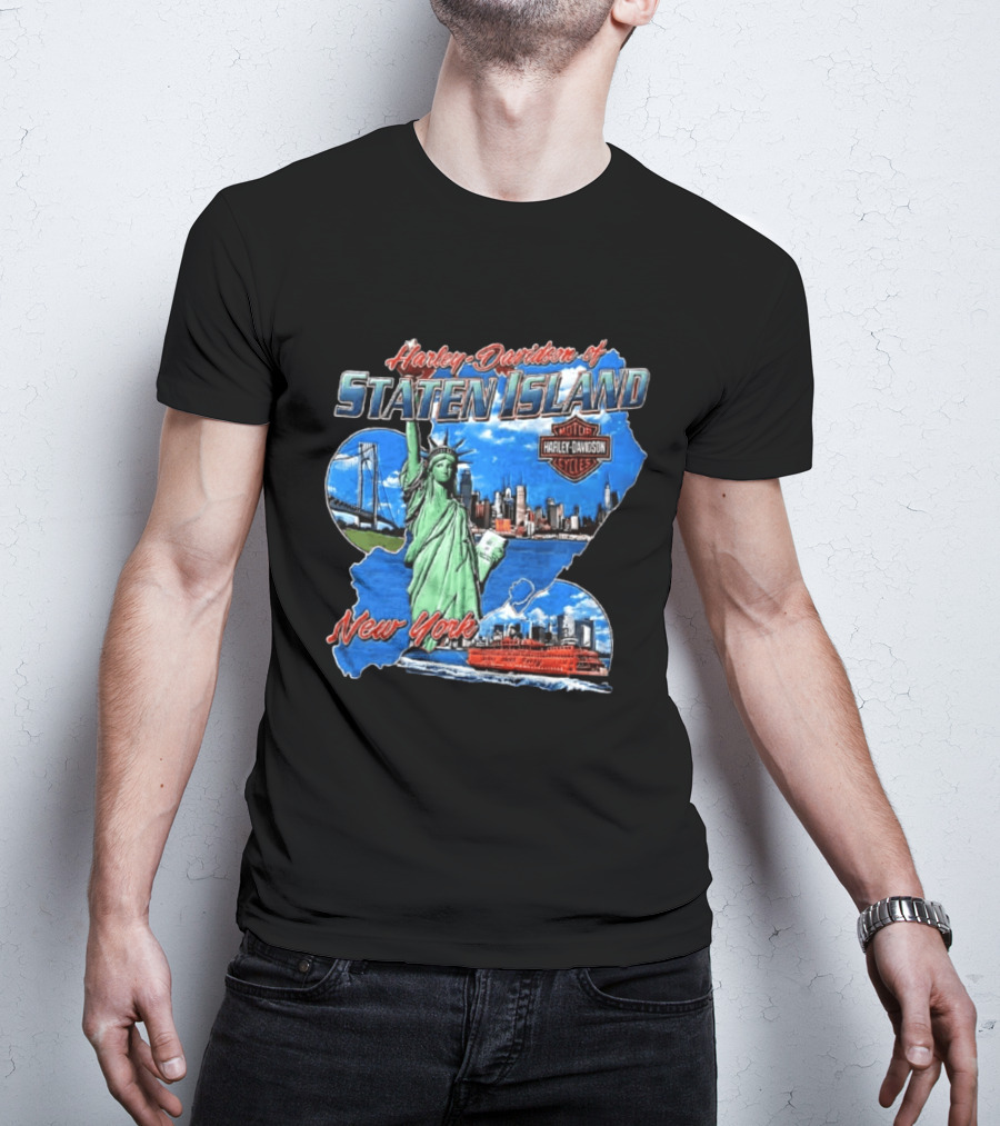 Harley Davidson Of Staten Island Liberty NYC Skyline New York T-Shirt
