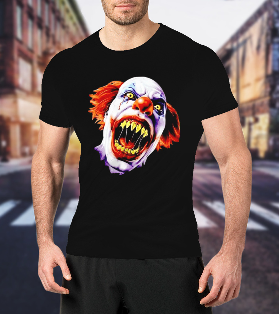 Scary Pennywise The Clown IT Horror Teeth And Fiery Hair T-Shirt