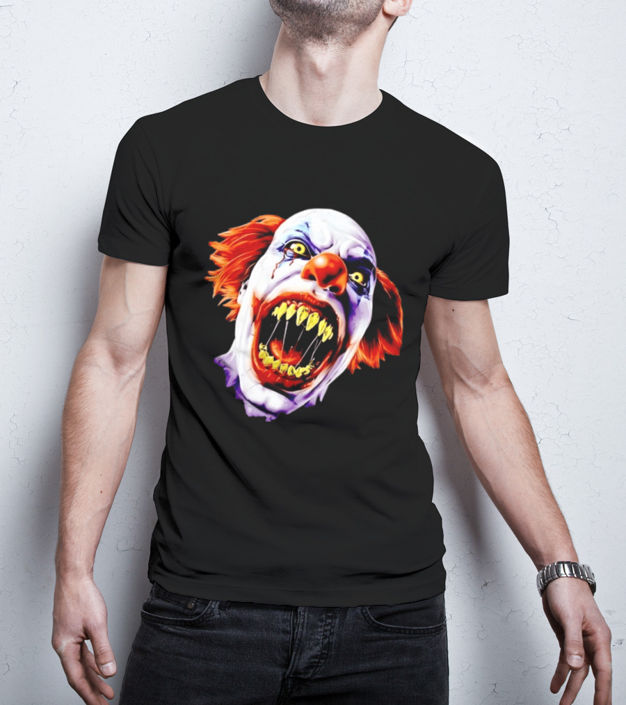 Scary Pennywise The Clown IT Horror Teeth And Fiery Hair T-Shirt
