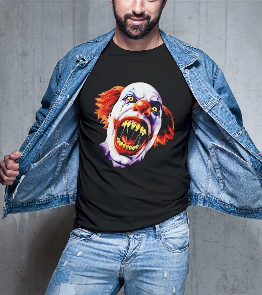 Scary Pennywise The Clown IT Horror Teeth And Fiery Hair T-Shirt