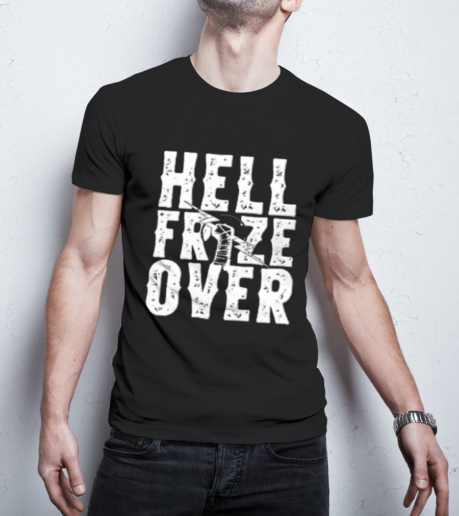 Hell Froze Over Taped Fist Lightning Bolt Distressed T-Shirt