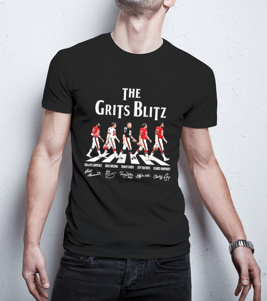 The Grits Blitz Rolland Lawrence Greg Brezina Tommy Nobis Jeff Van Note Claude Humphrey Abbey Road T-Shirt