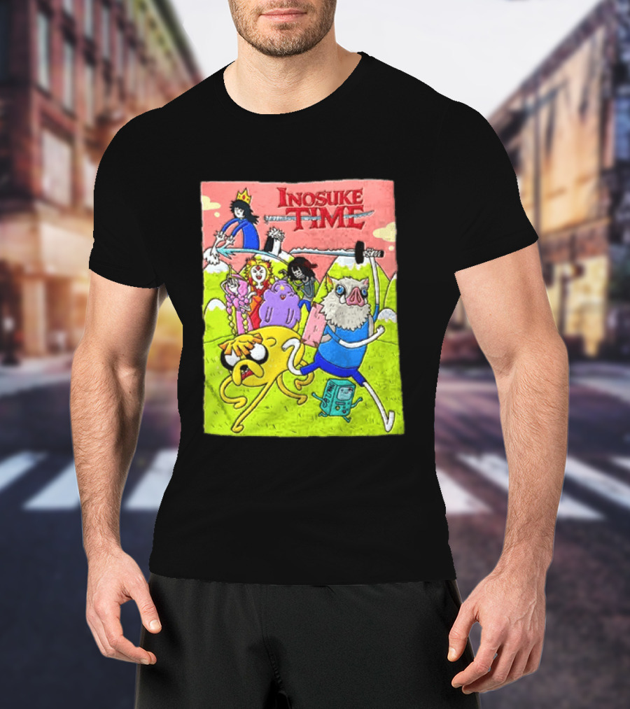 Inosuke Time Adventure With Demon Slayer Crossover Characters T-Shirt
