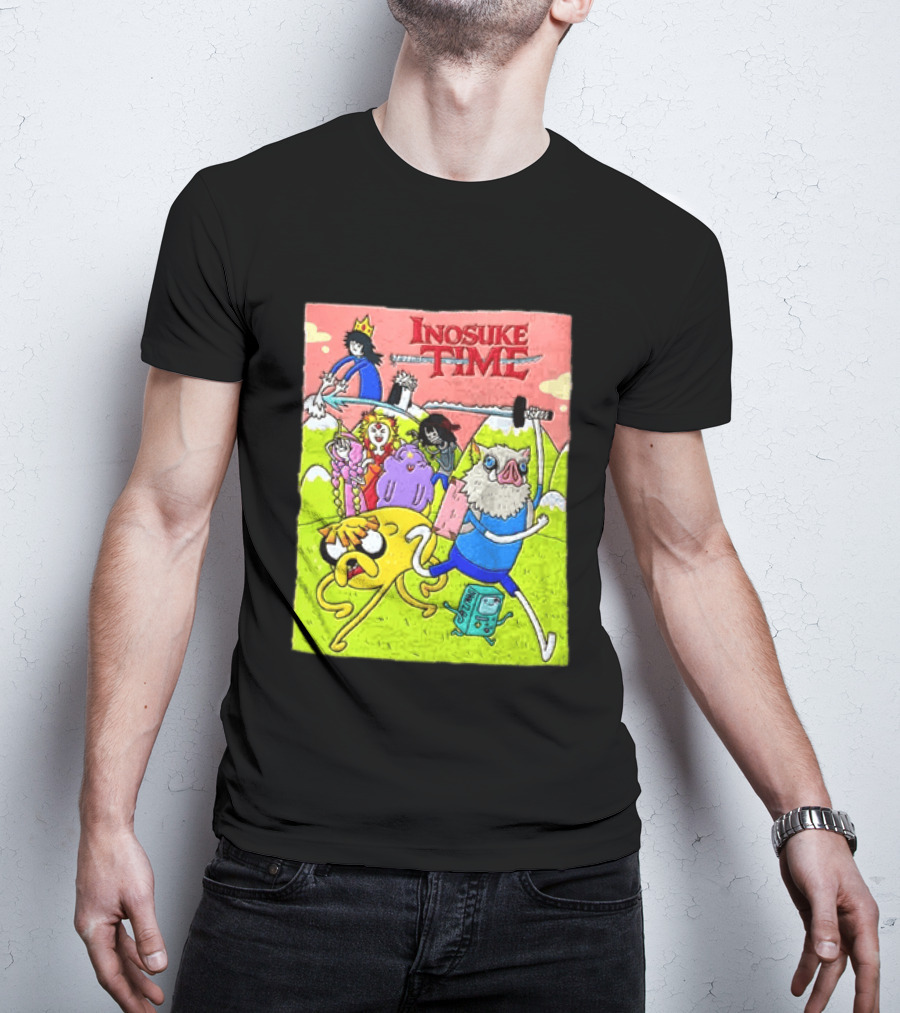 Inosuke Time Adventure With Demon Slayer Crossover Characters T-Shirt
