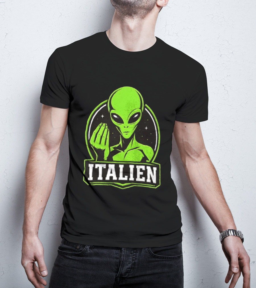 Italien Alien Hand Gesture Space Humor T-Shirt