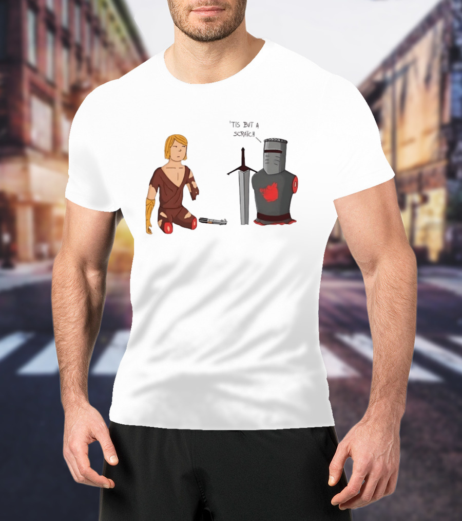 Anakin Skywalker And The Black Knight 'Tis But A Scratch Crossover Humor T-Shirt