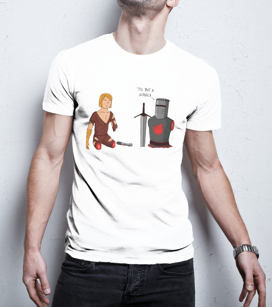 Anakin Skywalker And The Black Knight 'Tis But A Scratch Crossover Humor T-Shirt