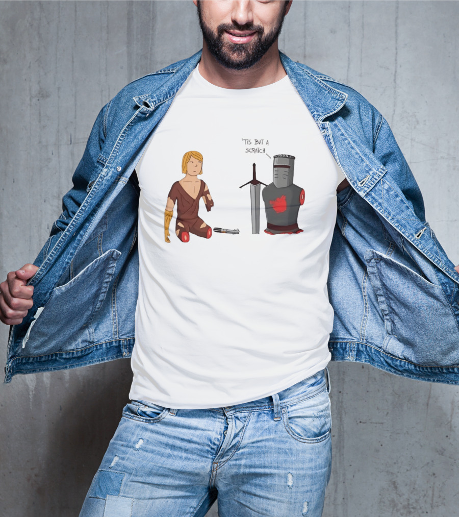 Anakin Skywalker And The Black Knight 'Tis But A Scratch Crossover Humor T-Shirt