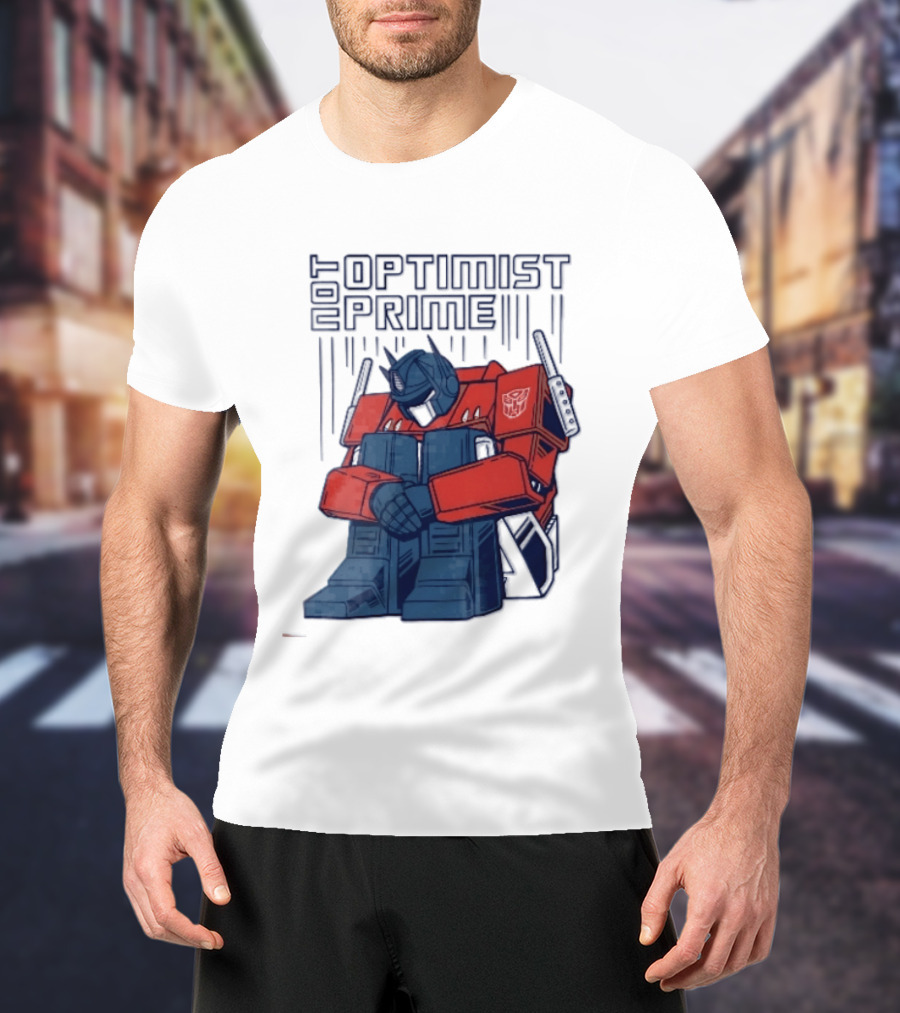 Optimist Prime Depressed Sad Robot Autobots Sitting T-Shirt