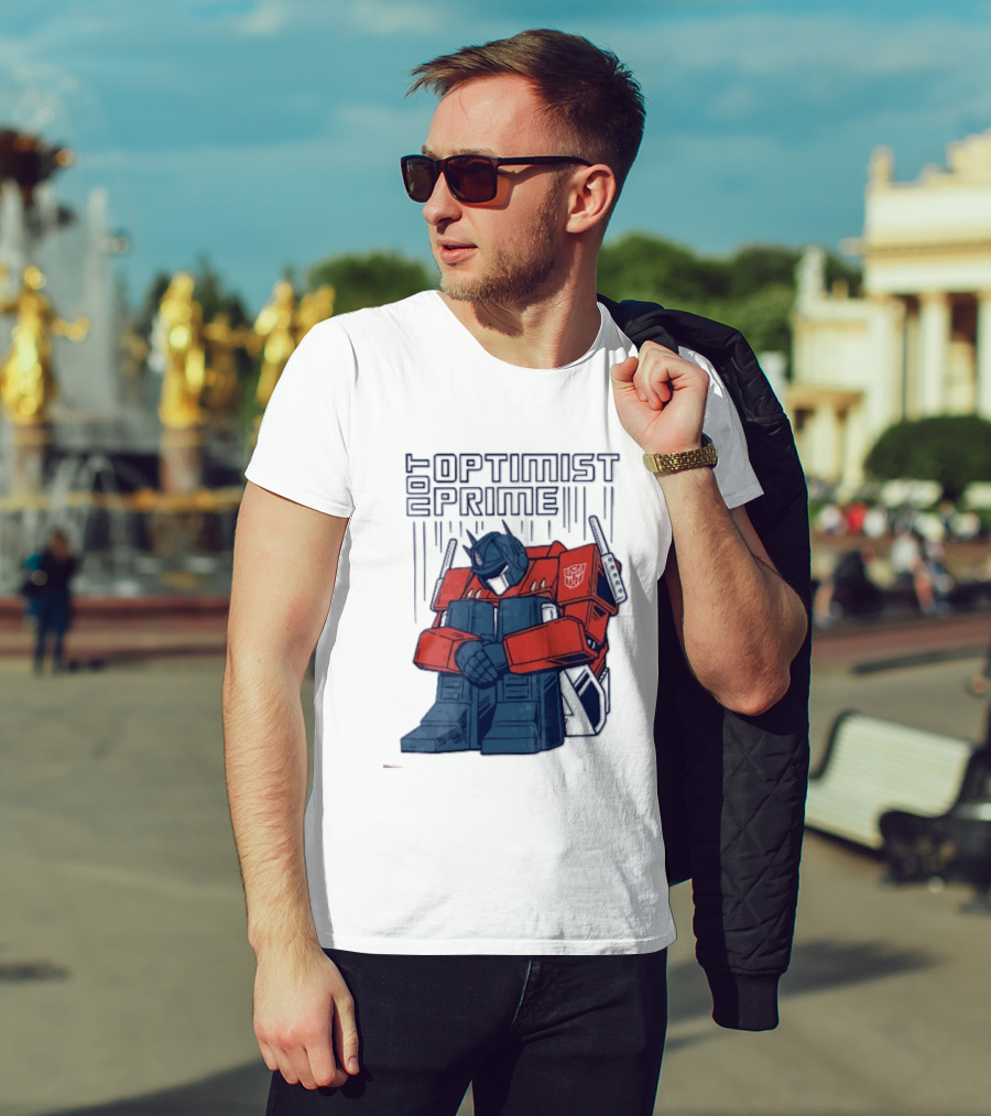 Optimist Prime Depressed Sad Robot Autobots Sitting T-Shirt